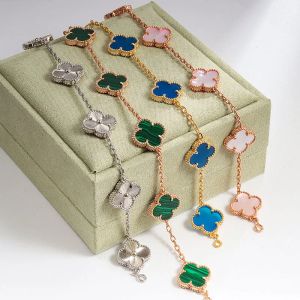 Bracciale di design di lusso 4 braccialetti di braccialetti a trifoglio a quattro foglie Braccialetti gemme gemme guscio di agata madre di perla 18k bracciale a catena placcata in argento dorato per donne