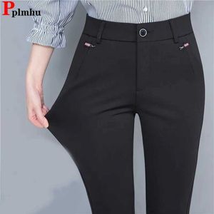 Kadın Pantolon Capris Office Streç düz pantolon Güney Kore Resmi Yüksek Bel Pantalones Moda Oldu Ekstra Büyük Anne Pantolon Newl2405