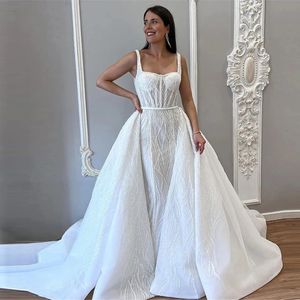 Glitter Sequins Mermaid Wedding Dresses 2024 With Detachable Train Strapless Beads Dubai Women Moden Mermaid Bridal Gowns Vestidos De Novia