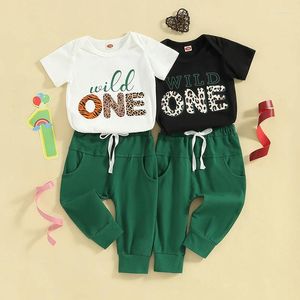 Set di abbigliamento pudcoco bambino primo compleanno outfit a maniche corte lettere stampata con pantaloni estate 6-18m