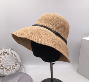 Chapéus de backet Pescador chapéu feminino verão big holida férias sol chapéu de crochê lafite capitão de capim -palha dobrável lj2011056928572