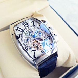 Armbandsur herrklocka FM Tourbillon Automatiska män 30m vattentät självvind mekanisk armbandsur Franck- 182L