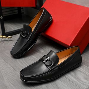 2024 Mens Formal Designer Dress Shoes Metal Buckle High Quality Prom Wedding Flats Fashion Men Brand Casual Evening Loafers Size 38-44