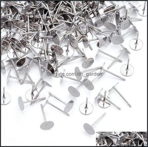 Outros 500pcs 4 5 6 8mm Aço inoxidável em branco Postagem Pinos de pinos da base CABOCHON Bandeja redonda plana para jóias DIY1 9607716