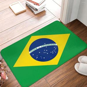 Bath Mats Mat For Shower Home Decor Brazil Flag Floor Green Retro Toilet Quick Dry Non Slip Custom DIY Bathroom Accessories