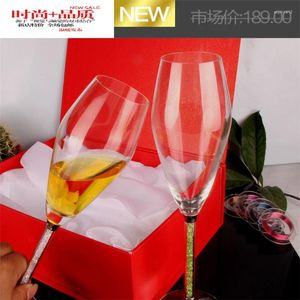 Wine Glasses Tulip Design Grade Crystal Flutes Cups With Rhinestone Filling Handle Wedding Champange Goblets Party Gifts F2