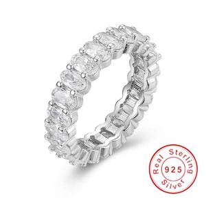 925 Pavimenta prata Corte Corte quadrado completo simulado diamante cz eternidade banda de noivado anéis de pedra de casamento tamanho 5 6 7 8 9 10 11 12 266d