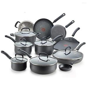 Cookware Sets Hard Anodized Nonstick Set 10 Piece Oven Safe Kitchen Cooking Titanium Coating Thermo-Spot Heat Indicator Vented Glass