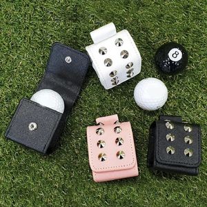 2023 PU Leather Golf Ball Bag Rivets Mini bolsa de armazenamento Tampa de protetor de protetora Bolsas de cintura Acessórios esportivos 240428