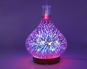 Lâmpadas de fragrâncias 3D Fireworks umidificador de vidro LED LED colorida Night Light Aromaterapy Machine Esmal