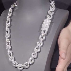 Mode hiphop smycken anpassad sterling sier is ut inledande halsband diamant moissanit kubansk kedja för män