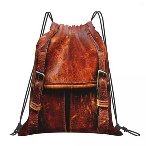 Rucksack Leder -Rucksäcke Mode tragbare Kordel -Taschen Bündel Pocket Sports Bag Bookbag für Mann Frau Schule