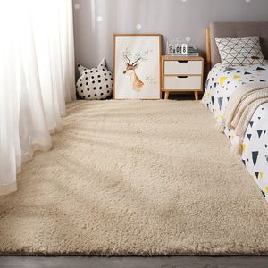 Gęsty stały kolor dywan prosty dywaniki bez poślizgu w salonie Furry Mat Bedside Rug Plusz Duże obszar Dystrek domu Tapetes de Sala 239r