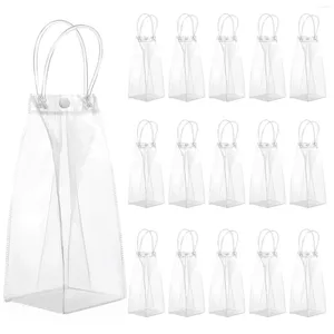 Depolama Çantaları Yeniden Kullanılabilir Hediye Çantası PVC Şeffaf Çanta 15 Parçalar Kulplu berrak plastik