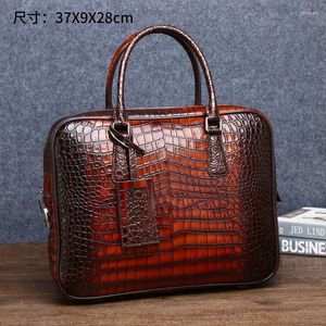 Briefcases Crocodile Leather Men's Password Lock Briefcase Business Fashion Handbag File Pack Portfolio Men Messenger Bag 2024