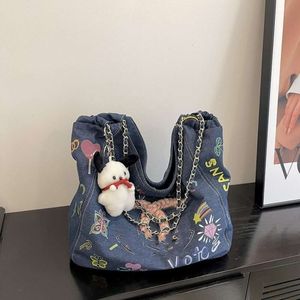 Designer Handbag Washed Denim Diy Women's Bag New Trend Underarm Graffiti Embroidery Canvas Shoulder Factory PromotionRYVS