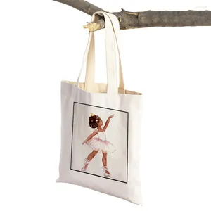 Sacchetti per la spesa in tela casual cartone animato Lychee Life Ballet Girl Women Cine Childre