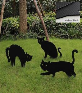 Party Decoration Halloween Props Black Cat Silhouette Yard Sign Lawn Stakes Terrorförsörjning Intressant1457503