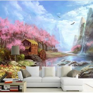 Wallpapers Wellyu Custom Large - Scale Murals Beautiful Hand Painted Tiehua Valley Landscape TV Background Wall Non Woven Wallpaper