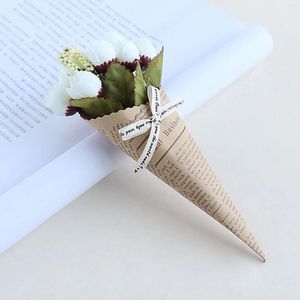 Flores decorativas Mini Mini Espaper Flor Kraft Papel de Florist Bouquet Fall Fall for Decoration in Vaso