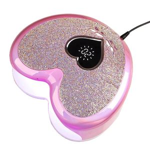 96W Nail Dryer Lamp with Rhinestone Nail Gel Dryer Pedicure Machine LED light for Nails Heart Shaped Nail Drill and UV Lamp Set 240510