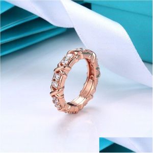 Кольца кольца кольца Moissanite Ring Diamond for Women Jewelry Woman Rose Gold Sier Cross мод