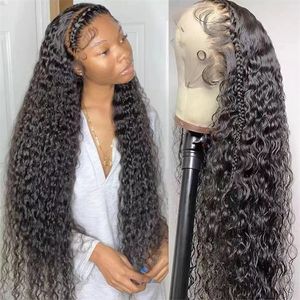 Moda Water Wave Lace Lace Frontal Human Hair Wigs Para Mulheres Meninas Molhadas e Onduladas Sintéticas Lonitas de Cabelos de Fechamento de Ondas Profundas