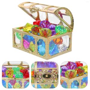 Vasos Crystal Box tesouro plástico colorido diamante jóias falsas artesanato crianças jóias piratas