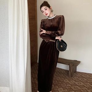 Work Dresses Women Clothing Velvet Suit Vintage Pearl Beading Blouse Formal Skirt 2 Piece Set Luxury Elegant Lady Party Outfits Autumn Q538