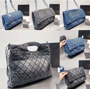 Blue Gray Denim Designer Shoulder Bags High Quality Cowboy Chain Tote Womens Luxury Flap Diamond Lattice Wallet Crossbody Classics Clutch Purse