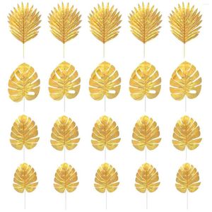 Flores decorativas de folhas simuladas de ouro decoração de banquetes decoração de simulação tropical artificial Decorações de desktop