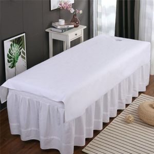 Sheets & Sets Beauty Salon Massage Waterproof Oil-proof Soft Washable Spa Clubhouse Dedicated Breathable With Holes Flat Bed Sheet 307d