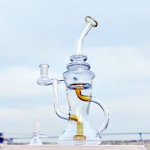 11 Inch Large Scale Slim Clear Amber Multi Color Fab Egg Multi Color Hookah Glass Bong Dabber Rig Recycler Pipes Water Bongs Smoke Pipe 14mm Female Joint US Warehouse