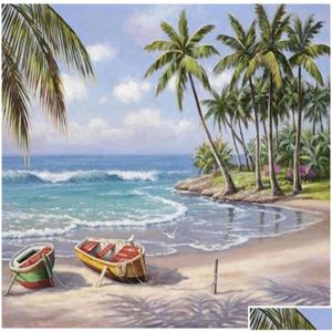 Painting Supplies Diy By Numbers Kits Paint Adt Hand Painted Oil Paintbeach Coconut Tree 16 X20 304G8396928 Drop Delivery Home Garden Otvd6