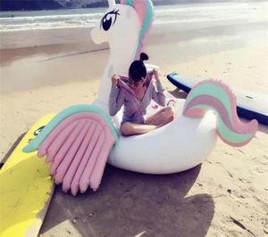 Sommar Uppblåsbar flottör Swim Rideon Pool Beach Toys Uppblåsbart vatten Simning Float Raft Air Madrass Giant Rainbow Horse DHLFED3103666