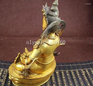 Decorative Figurines 12'' Copper Brass Gild Tibetan Buddhism Buddha Yellow Jambhala God Of Wealth