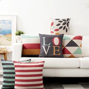 Almofadas decorativas de travesseiro para sofá geométrico de linho tampas 60x60 cinza vermelho amor impressão capa de decoração da sala de estar