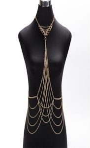 Luxury Fashion Sexy Body Waist chain Gold Silver color Body Chain Bra Slave Harness Necklace Tassel Waist Jewelry T2005089541225