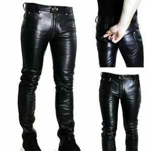 Men's Pants 2024 mens long hot selling solid color PU zippered casual leather pants from Europe and the United StatesL2405