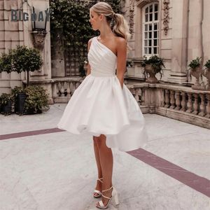Элегантные короткие свадебные платья 2024 Один плеч