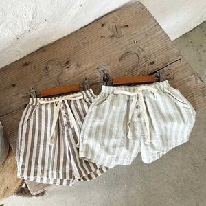 Shorts Fashionable striped cute shorts for young girls soft and comfortable shorts suitable for baby boys summer boutique cotton shorts d240510