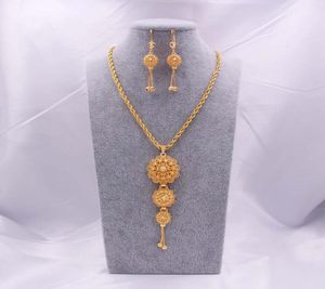 Set di gioielli 18k Etiopi Oro Oro Arabia Collana Orerente per le donne Doghi da sposa Dubai African Wedding Party Bridal Set7483171