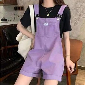 Damen Jeans Weitbeins -Hosshorts Sommer Vintage Purple Jean Jumpsuit Frauen Baumwolle weibliche Overalls Frau Persönlichkeit Denim Rompers