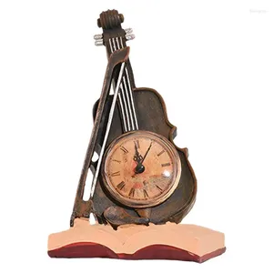 Tabelle Uhren Melodie Vintage Violin Clock Ornament Retro -Modellfiguren und Alarm für elegante Desktop -Home Decoration Desk Akzent