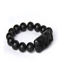 Scrab Black Black Natural Obsidian Stone Bracelet Six Words Buda Breads Pixiu Bracelets For Men Mulheres Moda Bolceso Jóias B198310