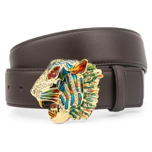 Designer Men cinture Trendy Fashion Tigers Head Buckle Goldle Luxury Leather Belt Belt di alta qualità 3 8 cm 255K