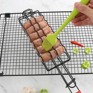 Tools Barbecue Grilling Tool Stainless Steel Grill Mesh Accessory Outdoor Picnic Camping Bonfire Party BBQ Wood Handle Durable