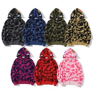 Mens Hoodies Sweatshirts Camo Polo Hoodie Designer Hoodies Top Men Bapeshoodie Double Zipper Padded Model Blue Camouflage Cardigan Hooded Sweatshirt Track Mens Ja