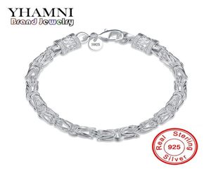 Yhamni Luxury Original 925 STERLING SILVER BRACELET CURB CURB COURB CHAIN FASION MENWOMEN BRACELET with S925 Stamp Sterling Silver Jewelry 4187790