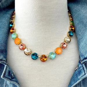 Design criativo bohemiano colorido colar colar de cristal misturado geométrico incrustado cadeia masculina masculina gargantilha de jóias 240428